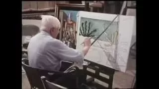 Giorgio de Chirico dipinge dal vivo Il sole sul cavalletto 1973