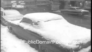 1967 Spring snow storm in New York City Newsreel archival stock footage PublicDomainFootage.com