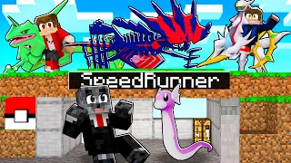Minecraft Pixelmon Manhunt mas meu Pokémon Inicial é um BEBÊ (1 Speedrunner VS 2 Caçadores)