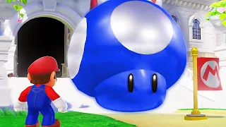 What happens when Mario collects the Blue Mushroom in Super Mario Odyssey?