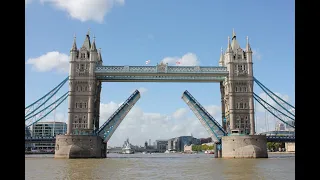 Huge Cruise Ship passes through Tower Bridge Opening and Closing, London - 16/07/2022