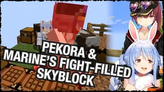 Pekora & Marine nonstop fighting each other in their hilarious Minecraft Oneblock adventures