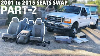 (Part 2 of 3) 2001 F350 7.3 Powerstroke - 2001 to 2015 interior swap - LOVE THESE NEW SEATS