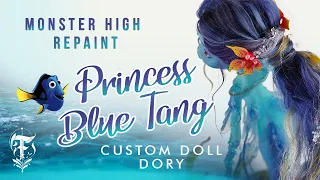 Princess Blue Tang! - Custom mermaid doll • Monster High Repaint in Dory style