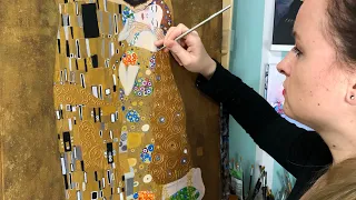 Gustav Klimt: The Kiss | Der Kuss | Acrylic Painting Time lapse video | Speedpainting