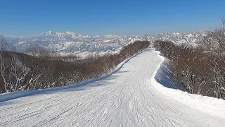 2022/1/8 野沢温泉スキー場、超絶景のスカイラインコースを山頂から一番下まで一気に気持ちよくかっ飛ばしてみました。