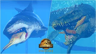 NEW MOD! MEGALODON, MOSASAURUS HUNTING ANIMATIONS IN JURASSIC WROLD EVOLUTION 2