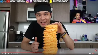 HollywoodKJ REACTS to Eating 100 Layers of Cheese Challenge