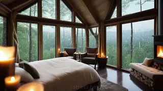 Raindrops and Nightscapes: A Cozy Bedroom's Invitation to Slumber - Sleeping under Rain's Spell