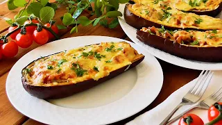 Баклажановые Лодочки⛵ с тунцом🐟 и овощами🍅 под сыром!🧀//Eggplant Boats with tuna and vegetables!