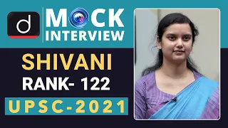 Shivani, Rank-122 - UPSC 2021 | English Medium | Mock Interview | Drishti IAS English