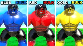 Red Blue & Gold HULK Colors Transformations in LEGO!