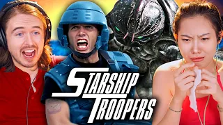 **GIRLFRIEND CRIES** Starship Troopers (1997) Reaction: FIRST TIME WATCHING