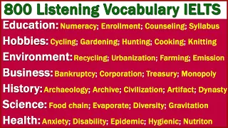 800 Repeated and Most Commonly Used Listening Vocabulary for IELTS