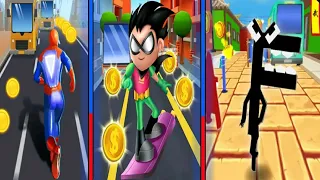 Alphabet Run Lore VS Spider Hero Dash VS Subway Titan Run -Teen Go 2 Gameplay