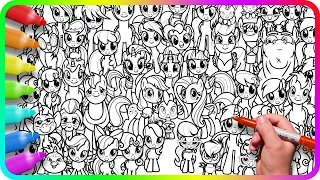 BIGGEST Coloring Pages - MY LITTLE PONY. How to color My Little Pony. Easy Drawing Tutorial Art. MLP