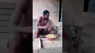 Thief eating pepper as punishment. Unbelievable