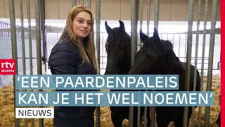 Dressuuramazone Lisanne Veenje runt gigantisch paardenpaleis in Vledder | RTV Drenthe
