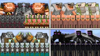 NETHER vs END vs VILLAGERS vs RAID in Minecraft Mob Battle