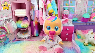 BEBÉS LLORONES Dreamy 🦄 Coloco DORMITORIO y ARMARIO con ROPA y ACCESORIOS de UNICORNIO | Cry Babies