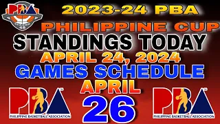 pba standings today April 24, 2024 | games results | games schedule April 26, 2024