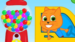 Cats Family in English - Sweets & Gumball Machine Cartoon for Kids