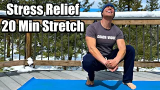 20 Min Beginner Full Body Yoga Stretch - STRESS RELIEF - Sean Vigue Fitness