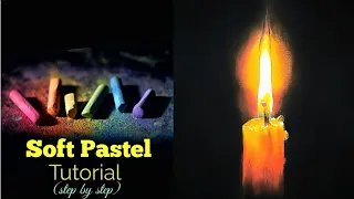 How to Draw Realistic 😱 Burning Candle 😃 Tutorial (step by step) - Soft Pastel Drawing