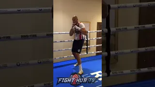 Tyson Fury shows Usyk KO shots training for UNDISPUTED after cut!