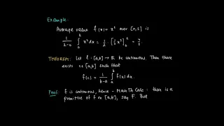 M 19 02: Average value function, Mean Value Theorem for integrals