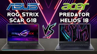 Rog Strix Scar G18 vs Predator Helios 18 | 2023 | The Ultimate Gaming Laptop Compare | Tech compare