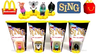 SING MOVIE McDONALD'S HAPPY MEAL TOYS FULL SET 4 MOVIE THEATER CUPS PUZZLE COLLECTION 2016 2017 ASIA