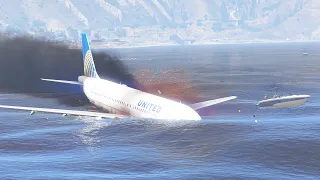 A320 Emergency Landing Crash On Water Due To Engine Explosions | GTA5