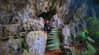 Make a shelter in a mountain cave to survive in the mountains