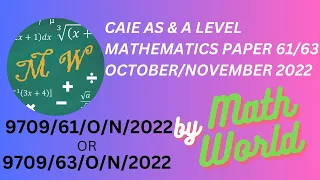 Solved CAIE A Level Math Paper 61 or 63 for October/November 2022 (9709/61/O/N/22 or 9709/63/O/N/22)