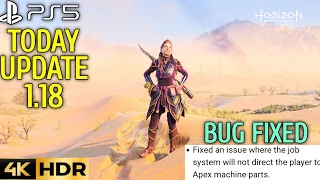 Bug Fixed Job System Apex Machine Parts Horizon Forbidden West Update 1.18 Patch PS5 |HFW 1.18 Patch