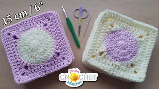 Polka Dot 6" Granny Square using Pound of Love by Lion Brand - Part 1 of 2 Crochet Baby Blanket