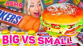 ASMR EATING BIG vs SMALL FOOD CHALLENGE, CAKE, SNICKERS CHOCOLATE, BURGER 거대한 음식 (DESSERT) MUKBANG먹방