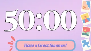 50 Minute Cute Happy Summer Classroom Timer (No Music, Electric Piano Alarm at End)