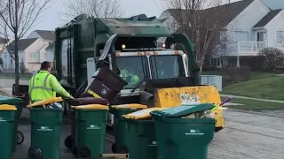 Waste Management Garbage Truck- 2 Man Curotto On Cart Lines