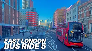 Riding a London double-decker bus in East London - Bus Route 5 - Romford to Canning Town 🚌