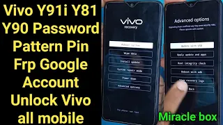 Vivo Y91i Y90 Y83 y81 password pin pattern Frp google account remove unlock.Miracle box.2021