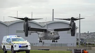 Close up V-22 Osprey landing & takeoff ft. HM Coastguard