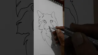 How to draw a cat in one line #shorts #art #catpainting #neonblade
