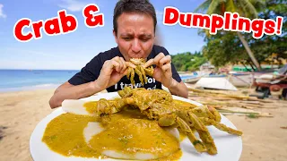 Crab and Dumplings!! 🦀 NATIONAL FOOD in Tobago Island + Breadfruit Roast & Dirt Oven!!