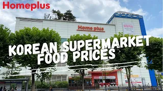 KOREAN SUPERMARKET FOOD PRICES 🛒🇰🇷 Cost of Living in South Korea || Homeplus