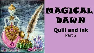 Colouring 'Magical Dawn' Quill and Ink. Part 2 / Colored pencils / Раскраска-антистресс