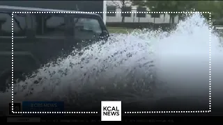 Rain flood roadways in the Inland Empire