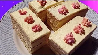 Бабушкин рецепт! Вкус детства Бисквитное пирожное с масляным кремом 🍰