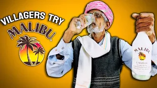 Villagers Try Malibu Coconut Rum First Time ! Tribal People Try Malibu Liquor